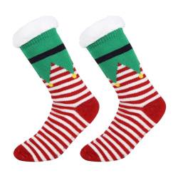 TSLBW Weihnachten Slipper Socken, Kuschelsocken Damen Weihnachtssocken für Indoor Haus Haus Boden, Weihnachten Geschenk (Rot-Weiss) von TSLBW