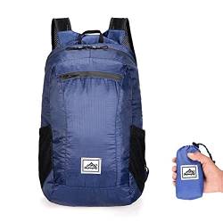 Ultraleichter, faltbarer Rucksack, kleiner Wanderrucksack, strapazierfähiger, leichter verstaubarer Rucksack für Männer und Frauen, für Outdoor-Sport, Reisen, Wandern, Radfahren, 2-marineblau, S von TSLBW