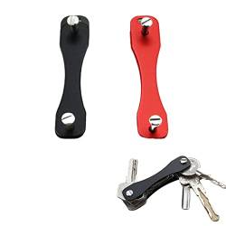 TSLRSA 2 Pcs Schlüssel-Organizer, Schlüssel-Organisator, kompakter Schlüsselanhänger, idealer Schlüssel-Organisator, praktischer Schlüssel-Organisator, leichte Tasche (schwarz, rot) von TSLRSA
