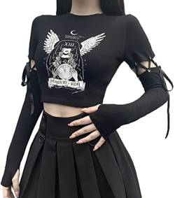 Damen Gothic Punk Dragon Print Langarm Eisenkette Hoodie Sweater Gothic Schwarz Hoodies Top - - Groß von TSMNZMU