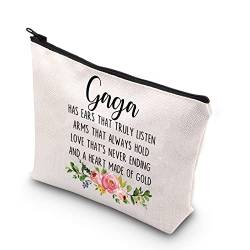 Gaga Geschenk Oma Geschenk Muttertag Geschenk Gaga Reisetasche Reißverschluss Tasche Großmutter Geschenk für Frauen, Beige, Gaga von TSOTMO