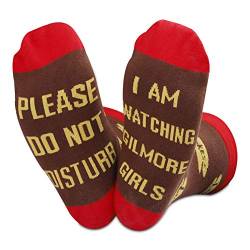 TSOTMO Gilmore Mädchen Luke's Socken TV Shows Geschenk Please Do Not Disturb I AM Watching Gilmore Mädchen Socken - Braun - Medium von TSOTMO