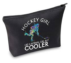 TSOTMO Hockey-Sport-Kosmetiktasche mit Reißverschluss, Eishockey-Design, Hockey-Design, wie ein normaler, aber kühlender Kosmetiktasche für Frauen (Hockeytasche), Hockey Girl BLK, Kosmetiktaschen von TSOTMO