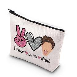TSOTMO Junge Gruppe Mitglied Geschenk Frieden Liebe Nagel Geschenk für Frauen Reißverschluss Beutel Make-up Tasche, Beige, Peace Love Naill von TSOTMO