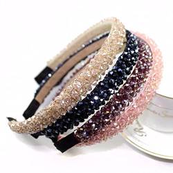 4 Stück glänzende Reihe Vollkristall-Stirnband Haarschmuck Perlen Haarbänder Strass Haarschmuck für Frauen, 4 Stück von TSRING
