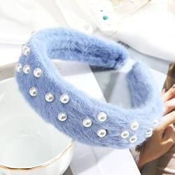 Perlen-breites Haarband für Damen, Plüsch-Stirnband, Haarband, buntes Haarzubehör, Stirnband, C von TSRING