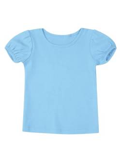 TSSOE Baby Mädchen Kurzarm Bio Baumwolle T-Shirt Unisex Kinder Baumwolle einfarbig Shirt Weich Atmungsaktiv Babyshirt Gr. 68 92 110 116 122 Hellblau C 104-110 von TSSOE
