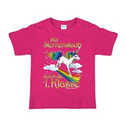 Einhorn T-Shirt Sternenstaub Schulanfang für Kinder Gr. 122/128 pink Zuckertüte ABC-Schütze von TST T-Shirt Total GmbH