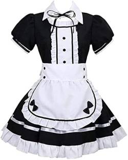 TSUSF Womens Anime Maid Kostüm Cosplay Französisch Schürze Maid Dress Outfit For Party (Color : B-black, Size : M) von TSUSF