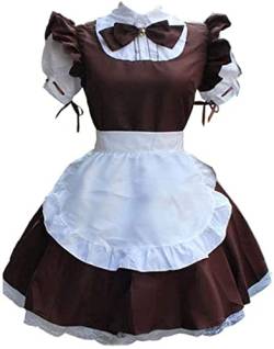 TSUSF Womens Anime Maid Kostüm Cosplay Französisch Schürze Maid Dress Outfit For Party (Color : Brown, Size : 5XL) von TSUSF