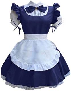 TSUSF Womens Anime Maid Kostüm Cosplay Französisch Schürze Maid Dress Outfit For Party (Color : Navy Blue, Size : 5XL) von TSUSF