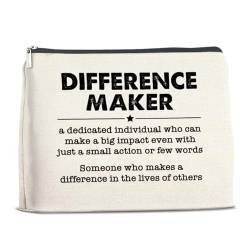 TSUYAWU Thank You Gifts for Women, Appreciation Gifts for Boss Lady Mentor Teacher Coach Nurse Mom Coworker, Difference Maker Makeup Bag Zipper Travel Pouch, Mehrfarbig von TSUYAWU