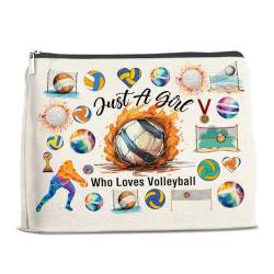 TSUYAWU Volleyball-Liebhaber Geschenke Make-up-Tasche, Volleyball-Geschenke für Volleyball-Spieler, Teams, Weihnachtsgeburtstagsgeschenk für Teenager, Mädchen, Frauen, Freunde, Just a Girl Who Loves von TSUYAWU