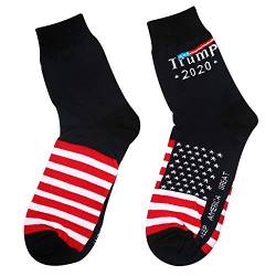 TSWRK 2 Paare Socken Trump-Socken mit Haaren und USA-Flagge Socken Damen Herren von TSWRK