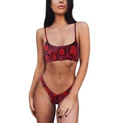 TSWRK Damen Bikini Set Cutout Bikini Split Swimsuits Leopard Schlange Badeanzug Zweiteiliger Bademode Push-Up Badeanzug von TSWRK