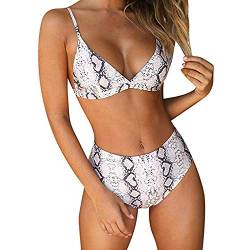 TSWRK Damen Bikini-Sets Hoher Taille Swimsuits Split Badeanzug Schlange Strandkleidung Zweiteiliger Push-Up Badeanzug Bademode von TSWRK