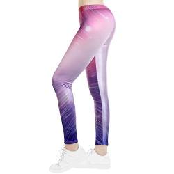 TSWRK Damen Galaxy Leggings Skinny Elastische Leggins Frau Galaxie Space Patterned Weltraum Weltall Sternenhimmel Print Style Stretch Pink von TSWRK