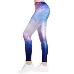 TSWRK Damen Galaxy Leggings Skinny Elastische Leggins Frau Galaxie Space Patterned Weltraum Weltall Sternenhimmel Print Style Stretch Pink von TSWRK
