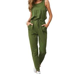 TSWRK Damen Jumpsuit Elegant Overall Sommer Ärmellos Playsuit Einteiler Lang Romper Hosen von TSWRK