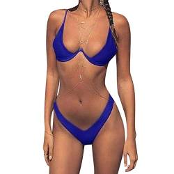 TSWRK Damen Split Badeanzug Sexy Bikini Push Up Bademode Hohe Taille Bikini Zweiteiler Triangel Oberteil Bandeau Strandmode von TSWRK