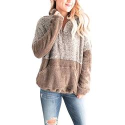 TSWRK Pullover Winter Sweatshirt Teddy-Fleece Langarmshirt Oversize Oberteil Hoodie Tops von TSWRK