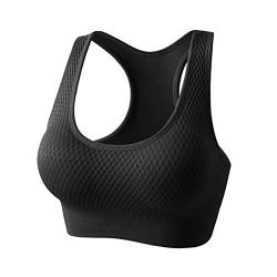 TSWRK Sport BH Push Up: Damen Bustier Gepolstert Damen Sport BH starker Halt Yoga Bra Rücken Jogging Gym Fitness BH Schwarz XXL von TSWRK