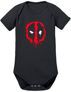 Deadpool Logo Baby Body 56 Schwarz von TShirt-People