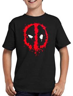 Deadpool Logo T-Shirt Kinder 134/146 Schwarz von TShirt-People