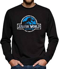 Jurassic World Distressed Logo Sweatshirt Pullover Herren L Schwarz von TShirt-People