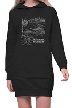 TShirt-People DMC-12 Blueprint Hoodiekleid Damen M Schwarz von TShirt-People