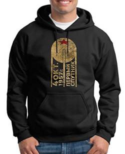 TShirt-People Sputnik CCCP Satellite Kapuzenpullover Herren L Schwarz von TShirt-People