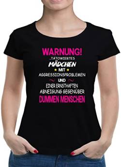 TShirt-People Tätowiertes Mädchen T-Shirt Damen S Schwarz von TShirt-People