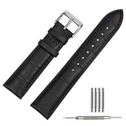 22mm WEICHES KALBSLEDER UHRENARMBAND UHRBAND UHRENBAND UHRENARMBÄNDER UHRARMBAND SCHWARZ SILBERFARBENDE DORNSCHLIEßE INKL. MYLEDERSHOP MONTAGEANLEITUNG von TStrap