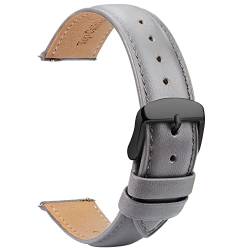 TStrap Leder Uhrenarmbänder 21mm - Ersatz Weich Grau Schnellverschluss Uhrenarmband - Smartwatch Armband für Herren Damen - Sportarmband mit Dornschließe - 14mm 16mm 18mm 19mm 20mm 22mm 23mm 24mm von TStrap