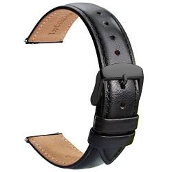 TStrap Leder Uhrenarmbänder 21mm - Ersatz Weich Schwarz Schnellverschluss Uhrenarmband - Smartwatch Armband für Herren Damen - Sportarmband mit Dornschließe - 14mm 16mm 18mm 19mm 20mm 22mm 23mm 24mm von TStrap