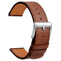 TStrap Leder Uhrenarmband 19mm - Weich Braun Quick Release Uhrenarmbänder Ersatz Schnellverschluss - Sport Uhrenarmband für Herren Damen - Smartwatches Armband Haspe Schließe - 18mm 20mm 21mm 22mm von TStrap