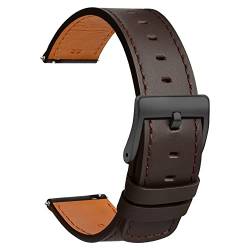 TStrap Leder Uhrenarmband 19mm - Weich Braun Quick Release Uhrenarmbänder Ersatz Schnellverschluss - Sport Uhrenarmband für Herren Damen - Smartwatches Armband Haspe Schließe - 18mm 20mm 21mm 22mm von TStrap