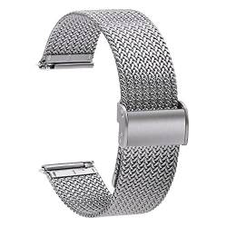 TStrap Mesh Uhrenarmband Metall 18mm - Schnellverschluss Ersatz Uhrenarmbänder für Herren Damen - Mailänder Smartwatch Armband aus Edelstahl Silber - 16mm 18mm 20mm 22mm von TStrap