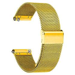 TStrap Metall Uhrenarmband Edelstahl Mesh - Gold Schnellverschluss Armband Uhren für Herren Damen - Weich Ersatz Smartwatch metallarmband Uhr - 18mm 20mm 22mm von TStrap