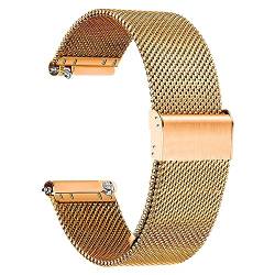 TStrap Metall Uhrenarmband Edelstahl Mesh - Roségold Schnellverschluss Armband Uhren für Herren Damen - Weich Ersatz Smartwatch metallarmband Uhr - 18mm 20mm 22mm von TStrap