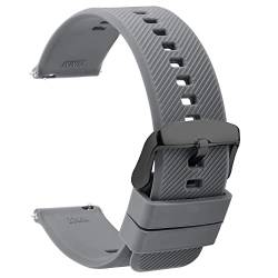 TStrap Silikon Uhrenarmband Schnellspanner 18mm - Weich Dunkelgrau Gummi Ersatz Uhrband für Smartwatch - Mehrere Farben für Herren Damen - Wasserdichte Sport Edelstahlschnalle - 20mm 22mm von TStrap