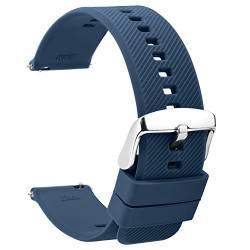 TStrap Silikon Uhrenarmband Schnellspanner 18mm - Weich Navy Blau Gummi Ersatz Uhrband für Smartwatch - Mehrere Farben für Herren Damen - Wasserdichte Sport Edelstahlschnalle - 20mm 22mm von TStrap