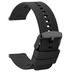 TStrap Silikon Uhrenarmband Schnellspanner 18mm - Weich Schwarz Gummi Ersatz Uhrband für Smartwatch - Mehrere Farben für Herren Damen - wasserdichte Sport Edelstahlschnalle - 20mm 22mm von TStrap