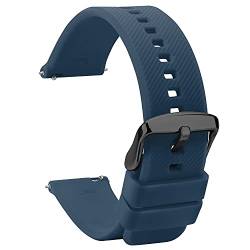 TStrap Silikon Uhrenarmband Schnellspanner 20mm - Weich Navy Blau Gummi Ersatz Uhrband für Smartwatch - Mehrere Farben für Herren Damen - Wasserdichte Sport Edelstahlschnalle - 18mm 22mm von TStrap