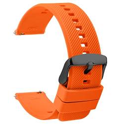 TStrap Silikon Uhrenarmband Schnellspanner 20mm - Weich Orange Gummi Ersatz Uhrband für Smartwatch - Mehrere Farben für Herren Damen - wasserdichte Sport Edelstahlschnalle - 18mm 22mm von TStrap