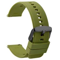 TStrap Silikon Uhrenarmband Schnellspanner 22mm - Weich Grün Gummi Ersatz Uhrband für Smartwatch - Mehrere Farben für Herren Damen - wasserdichte Sport Edelstahlschnalle - 18mm 20mm von TStrap