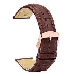 TStrap Uhrenarmband 20mm - Leder Armband Herren - Lederarmband Uhrenband mit Edelstahl Roségold Dornschließe - 14mm 16mm 18mm 19mm 21mm 22mm 23mm 24mm von TStrap