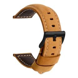 TStrap Uhrenarmband 20mm Leder für Herren - Braun Lederarmband Uhren Ersatz - Vintage Weich Echtleder Uhrband Ersatzarmband Uhr - Leather Watch Strap Band for Men - 20mm 22mm 24mm von TStrap