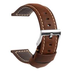 TStrap Uhrenarmband 20mm Leder für Herren - Dunkelbraun Lederarmband Uhren Ersatz - Vintage Weich Echtleder Uhrband Ersatzarmband Uhr - Leather Watch Strap Band for Men - 20mm 22mm 24mm von TStrap