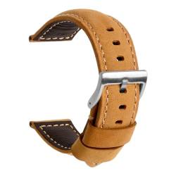 TStrap Uhrenarmband 22mm Leder für Herren - Braun Lederarmband Uhren Ersatz - Vintage Weich Echtleder Uhrband Ersatzarmband Uhr - Leather Watch Strap Band for Men - 20mm 22mm 24mm von TStrap